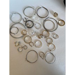 Lot of single hoop earrings silver gold enamel vintage modern clip pierced